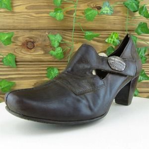 Fidji Women Mary Jane Heel‎ Shoes Brown Leather Size 40 Medium (B, M)